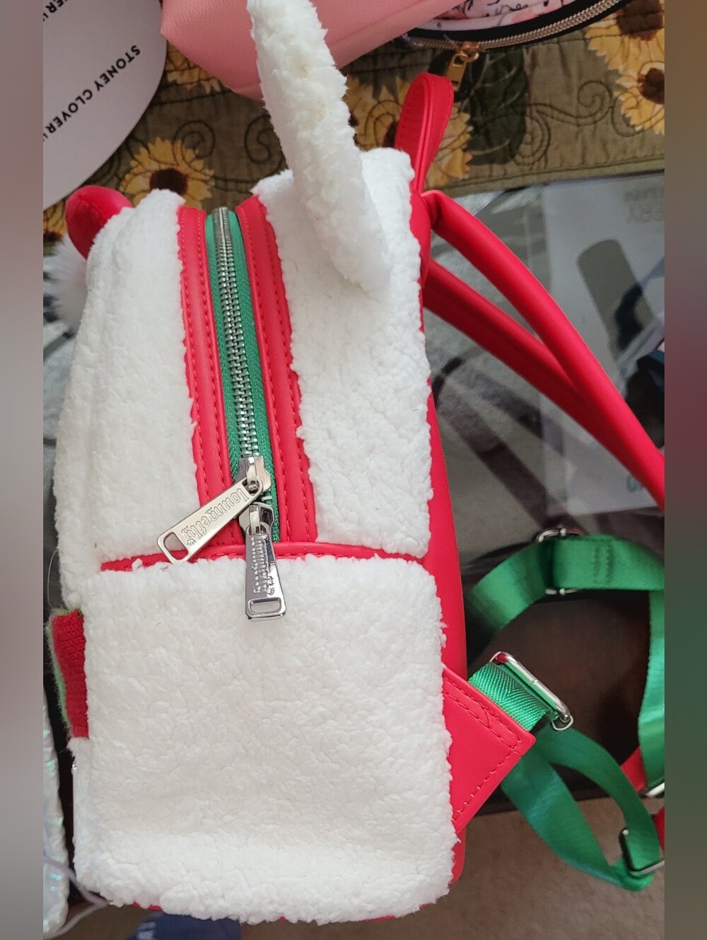 Loungefly x Disney Parks Mickey Snowman Fuzzy Backpack with Matching Ears - Picture 6 of 12